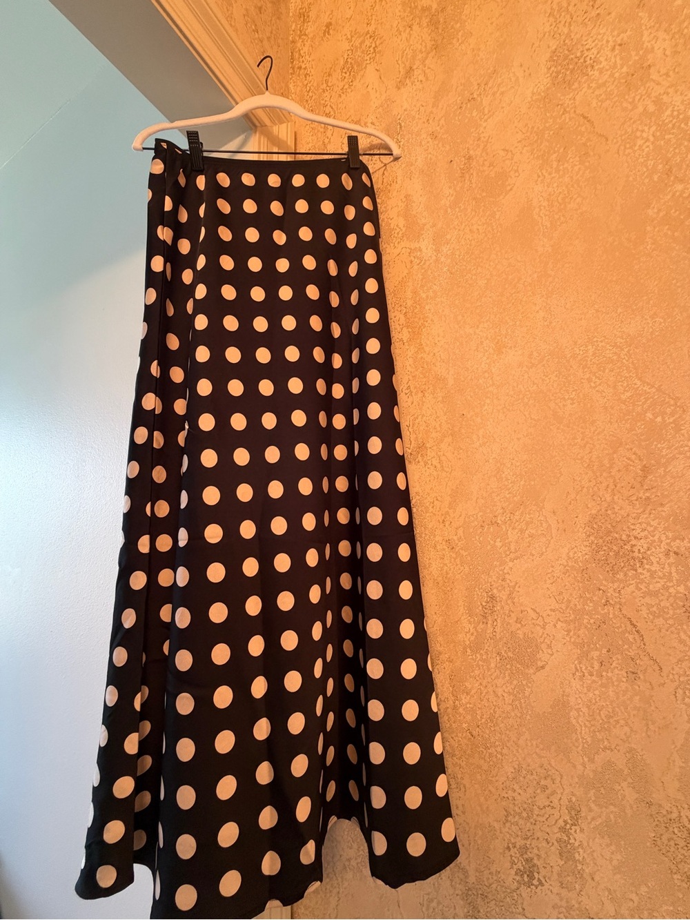 a new day Black Maxi Skirt with White Polka Dots